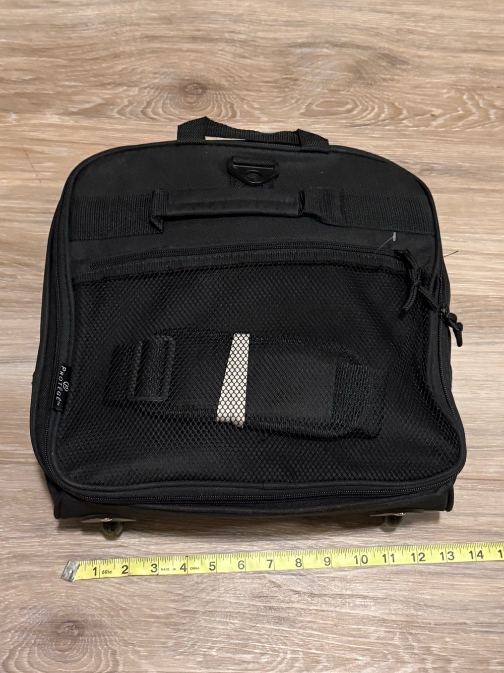Protege | Black Collapsible Rolling Travel Duffle Bag with Side Mesh Pockets